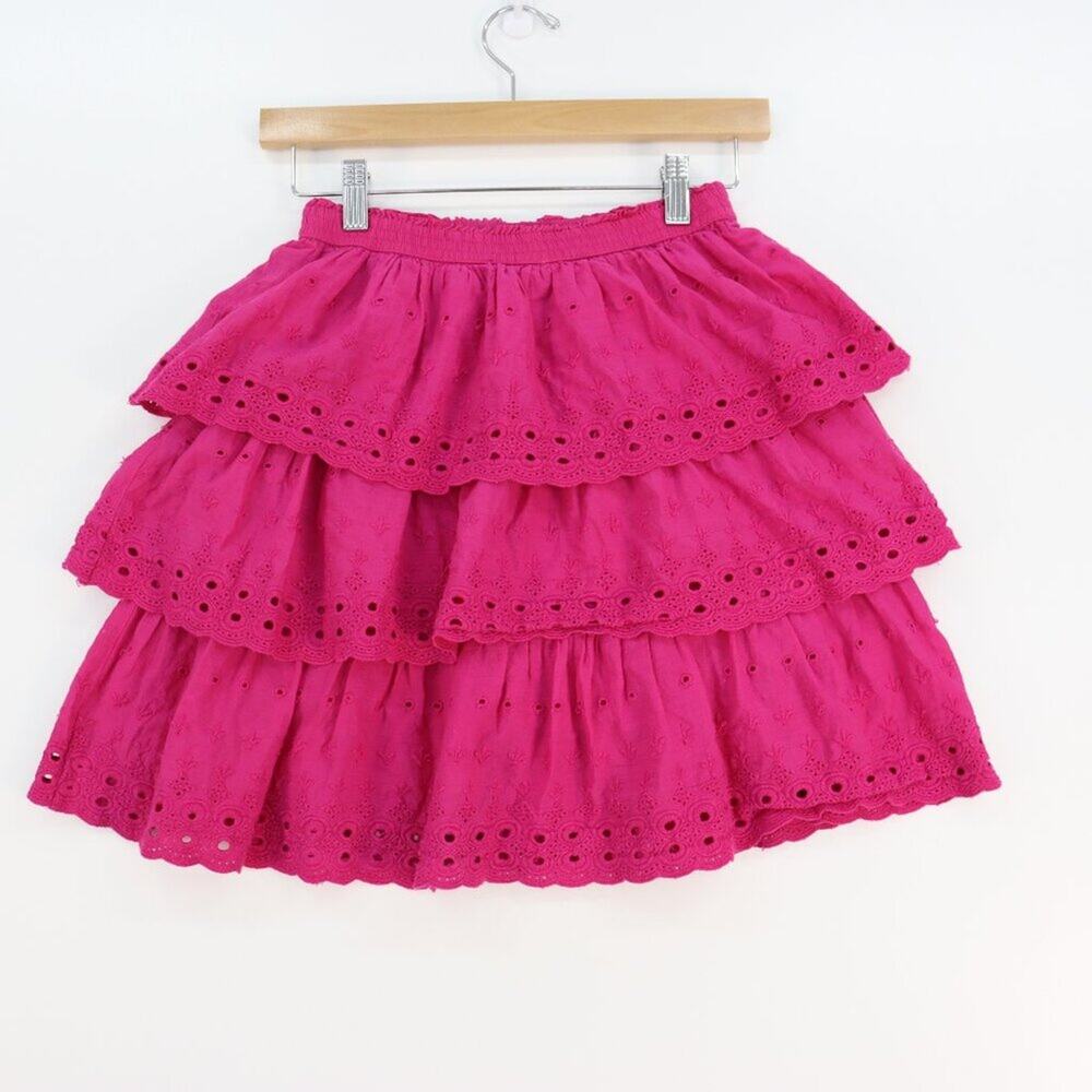 House of Harlow 1960 Pink Eyelet Tiered Mini Skirt Size XS